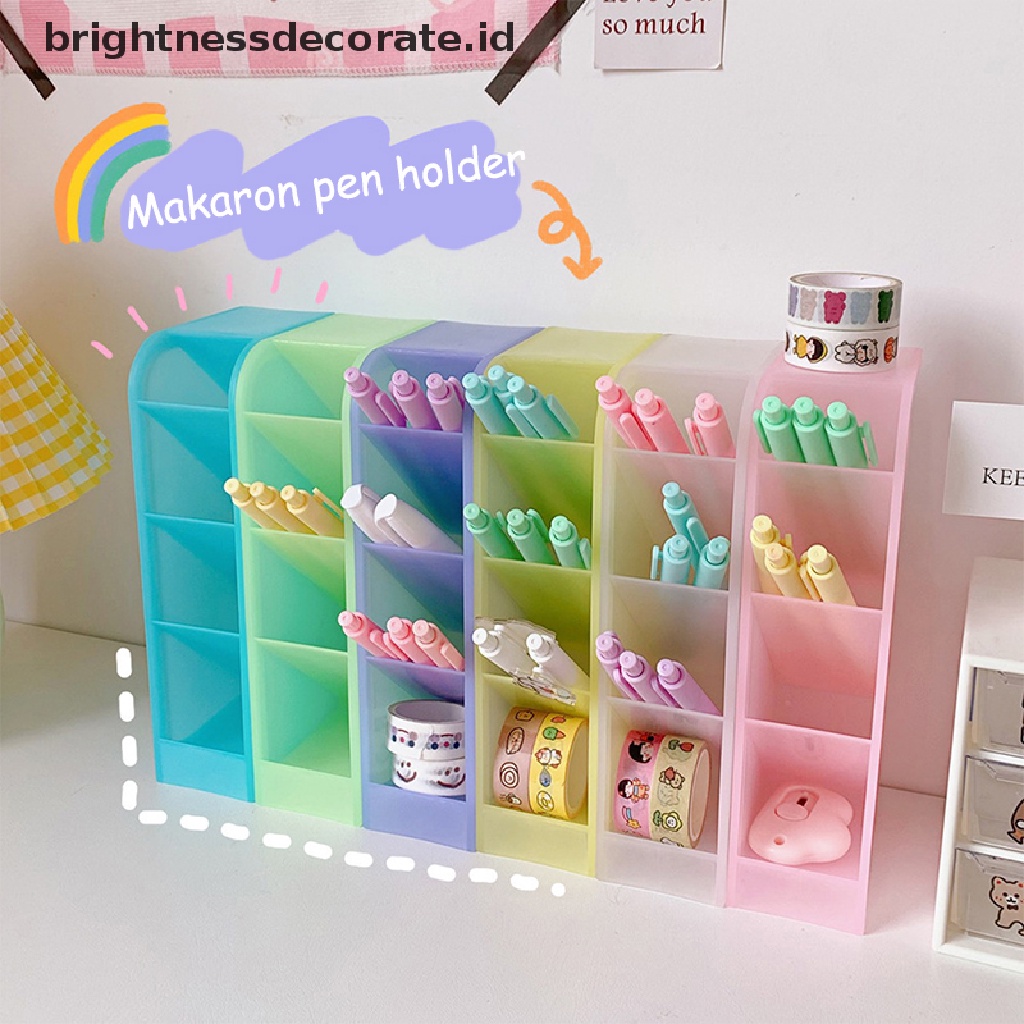 [birth] Color 4 Gird Desktop Organizer Pen Holder Desk Makeups Pencil Storage Box [ID]