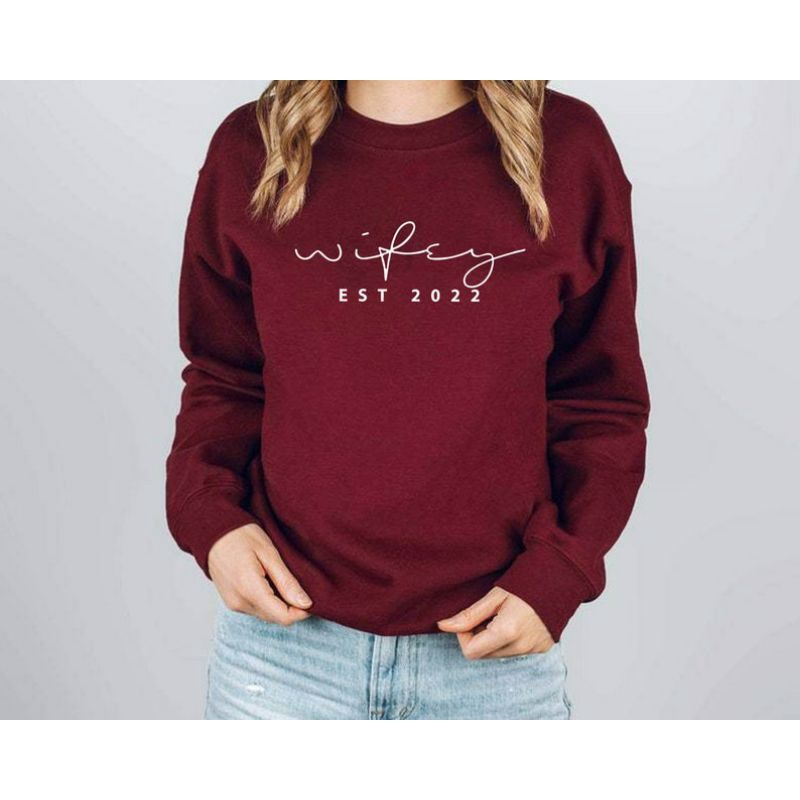 Sweater Crewneck WIFEY (S - 6XL) (CUSTOM TAHUN) Sweatshirt Wanita MoM Gift Fashion OVERSIZE Bride BIGSIZE Jumbo Street Style Mama Hoodie 5XL 4XL 3XL 2XL XL L M