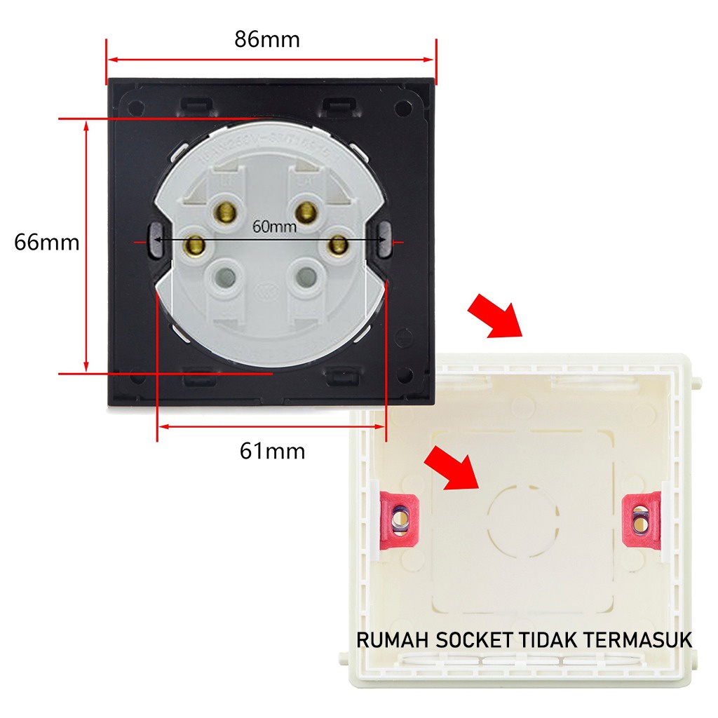 Saklar Dinding Wall Switch 86 Type 2 Switch Dengan LED