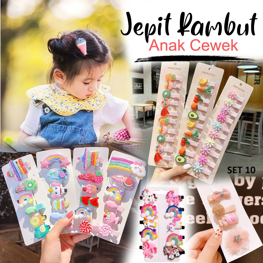 JEPIT RAMBUT ANAK 1 Set Isi 4 5 6 10 atau 20 pcs  CEWEK Motif &amp; Karakter Lucu chn