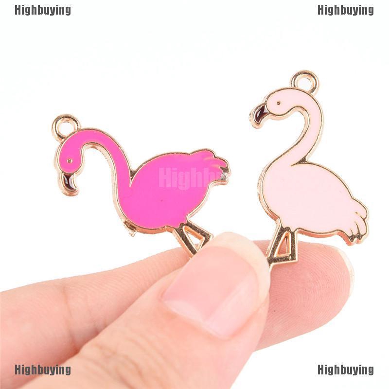 Liontin Enamel Bentuk Flamingo Untuk Perhiasan Kalung Dan Gelang