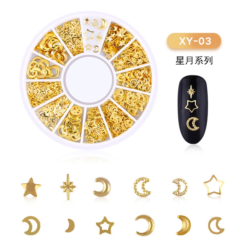 Pretty Nail Whell Nail Art/ Hiasan Kuku 3d Nail Art Gold / Aksesoris Nail Art 3d Gold