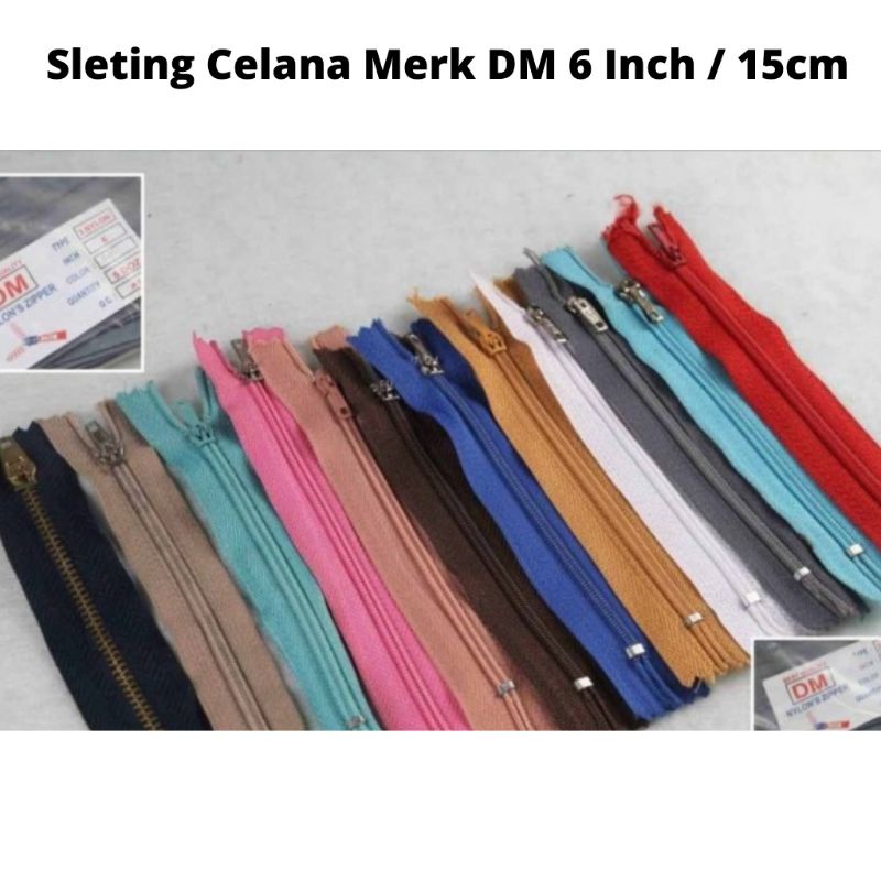 RESLETING CELANA MERK DM SLETING CELANA SEKOLAH TERMURAH PER PAK ISI 10 LUSIN 120 PCS WARNA BISA COD