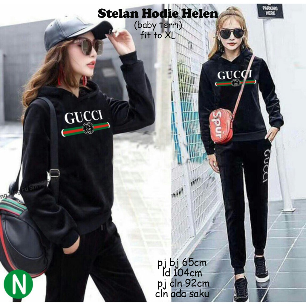 Sweater hoodie celana stl babyterry 6116-hodie helen pjg () L besar