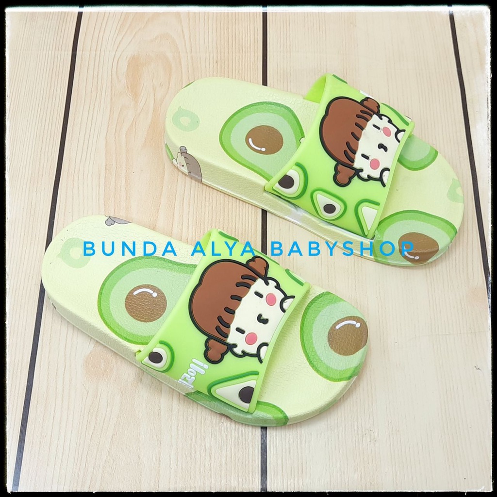 Sandal Anak Perempuan IMPORT Umur 2 - 7 Tahun Motif Kartun HIJAU Elastis - Sendal Anak Cewek Elastis Anti Licin Size 24 - 35