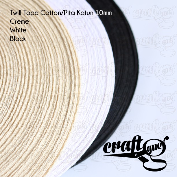 Twill Tape Cotton/Pita Katun/Tali Tas Katun Tipis 10mm (ROLL)