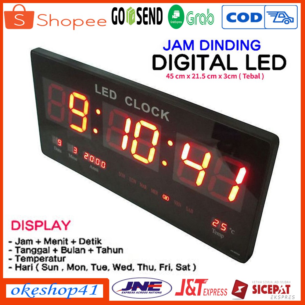 Jam Dinding Digital LED Meja LED Clock 4622 Merah