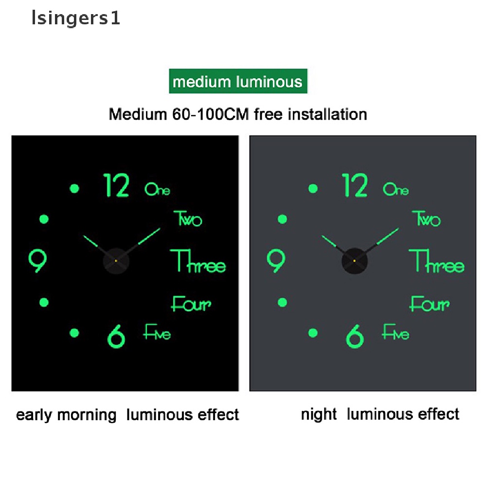 (lsingers1) Jam Dinding Digital Luminous Ukuran 100cm DIY