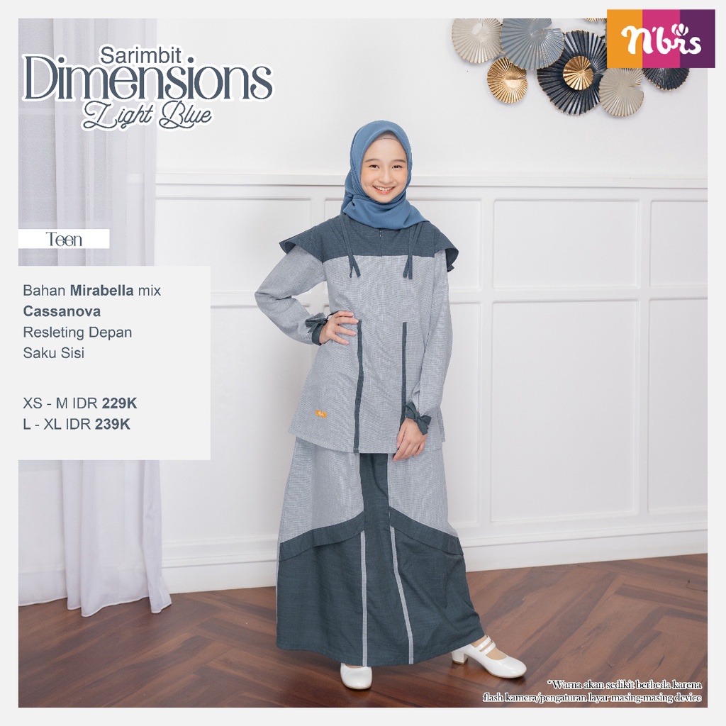 Sarimbit Nibras baju Gamis Couple Keluarga Nibras Dimensions Light Blue Terbaru 2022