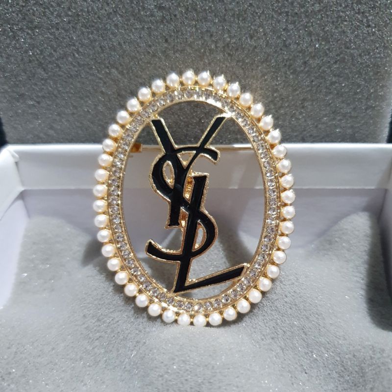 Bros import Brooch Branded Band Motif Ysl Untuk hiasan baju di dada kualitas Import Peniti Baju Import swarovsky Brooch Premium Quality Fashion import bahan Bagus B10