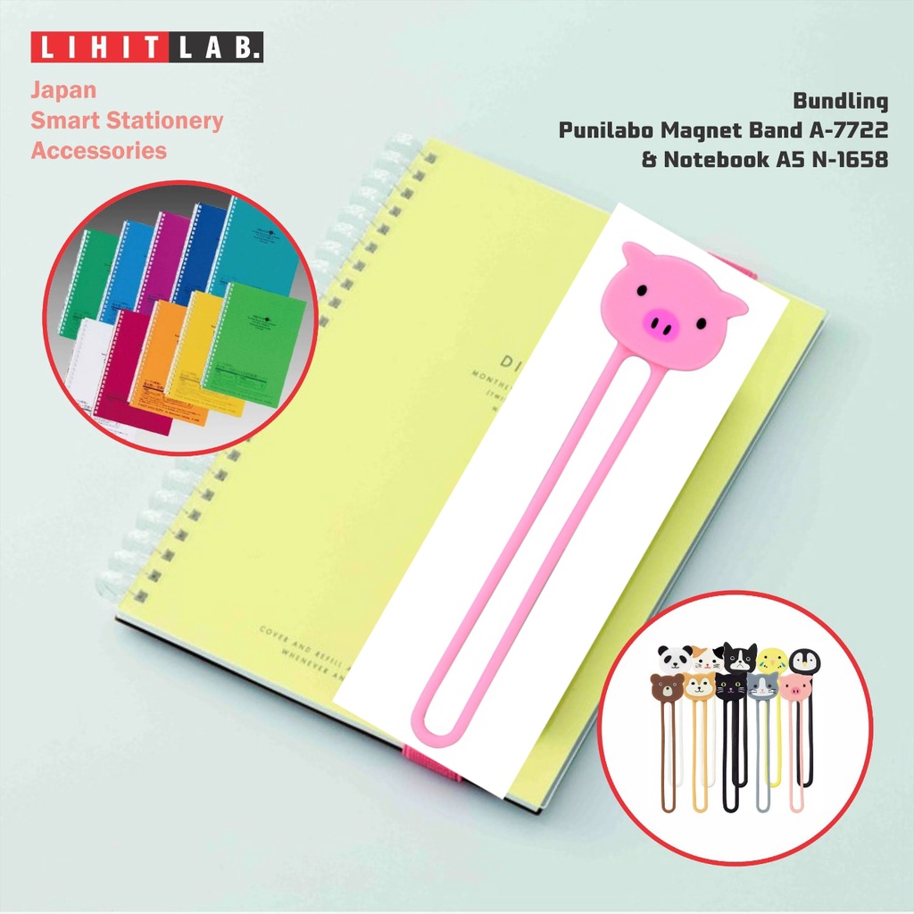 

BUNDLING Lihit Lab. Punilabo Magnet Band A-7722 & Notebook A5 N-1658