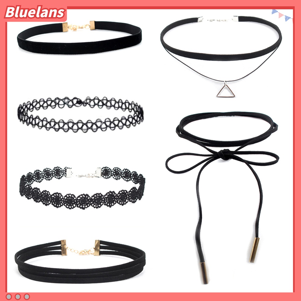 6 Pcs Kalung Choker Motif Bunga Untuk Wanita