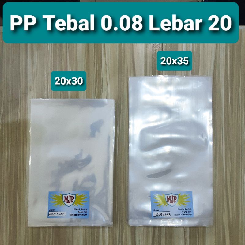 Plastik PP Bening MJP Tebal 0.08 Lebar 20 Cm Uk. 20x30 20x32 20x35 20x40 Plastik Kemasan Bungkus Snack