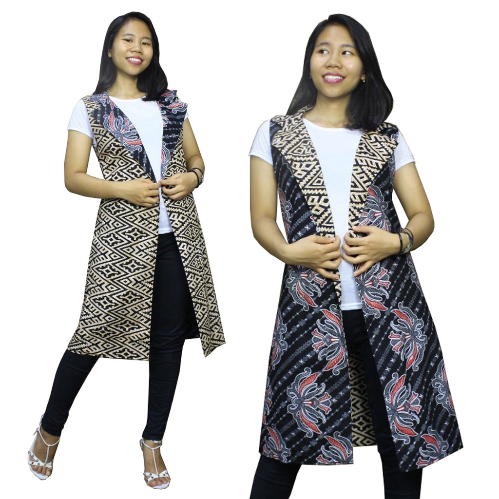 Miracle Outer Batik Kartika 2in1 Atasan Bolero Blouse Tanpa Lengan Blazer Rompi Wanita All Size