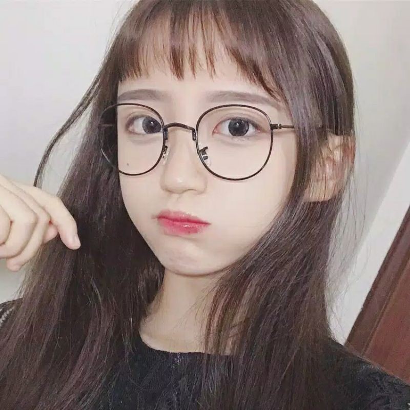 toko murah medan-Kacamata Wanita Lensa Rangka Transparan Retro Vintage Metal Frame Eyeglasses