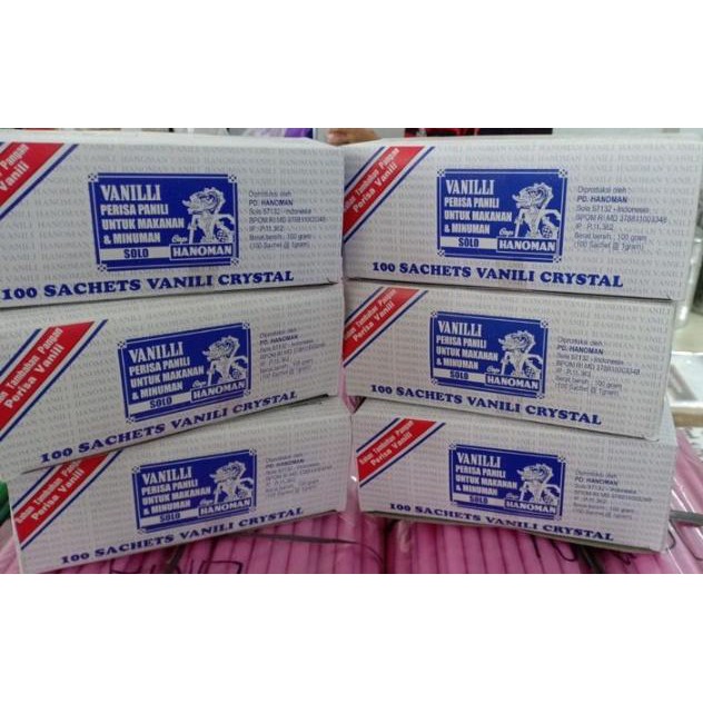 

Aneka Snack Vanili Crystal Perisa Panili Untuk Makanan & Minuman Kemasan Box ( 100 Sachet @1 Gram )