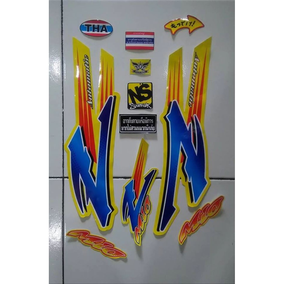 DECAL MOTIF POLET LIS STRIPING MIO Z KUNING OLD SMILE ART