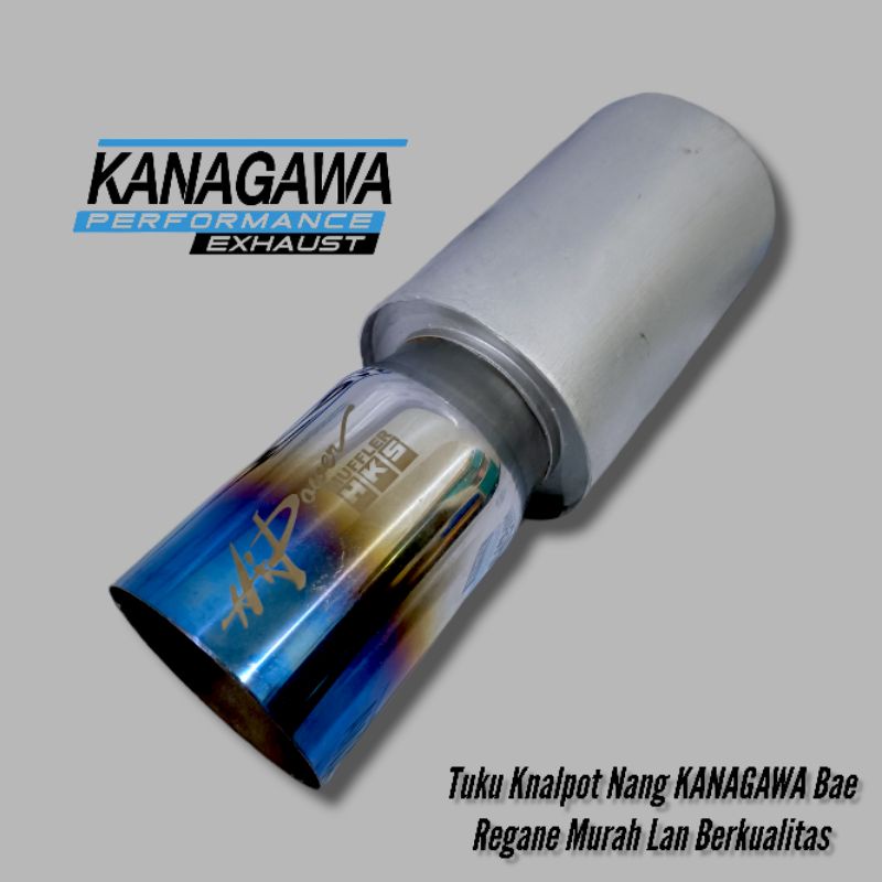 Muffler Ujung Variasi Knalpot RacinKnalpot Mobil HKS Racing Muffler Hi Power Biru Bass Bulat - Exhau