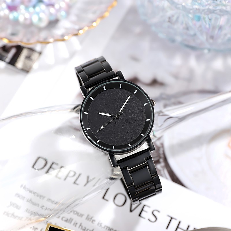 [DGS] Jam Tangan Rantai Hitam Untuk Wanita Dan Pria Analog Quartz Fashion Import