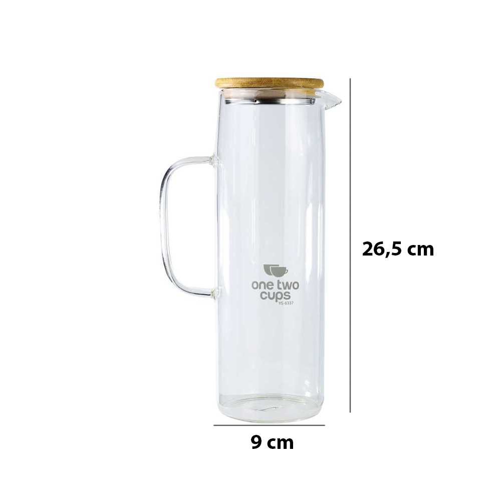 One Two Cups Teko Pitcher Teh Kopi Borosilicate Glass 1380ml