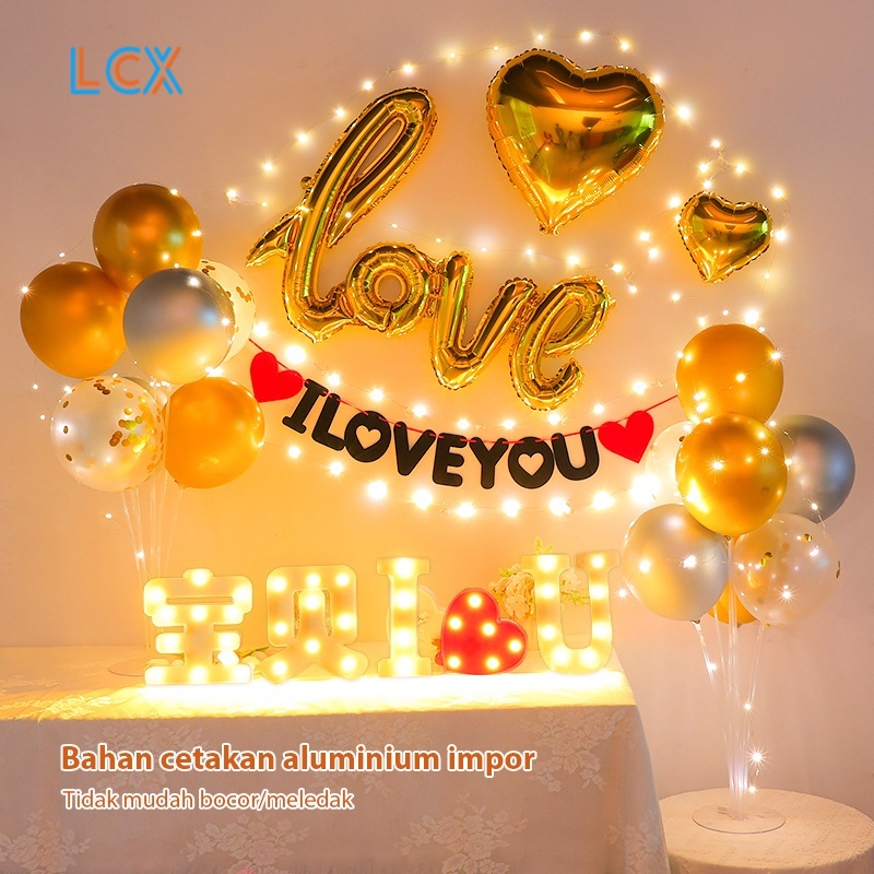 LCX Balon Pesta / Balon Letter Love Latin Mini Tulisan Love Leter / Balon Foil Love Sambung Mini Leter