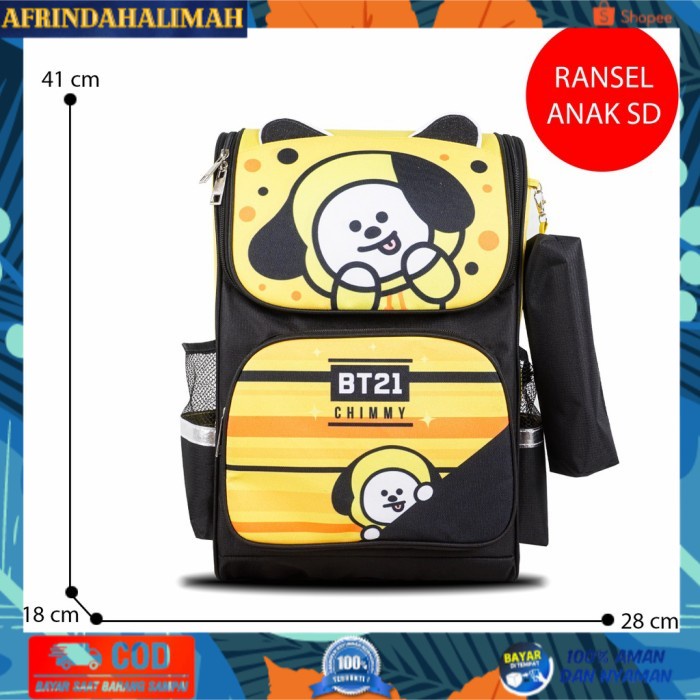 

TERBARU, TERMURAH- tas bts bt21 ransel sekolah anak SD set pencil case RJ koya chimmy - kuning chimmy