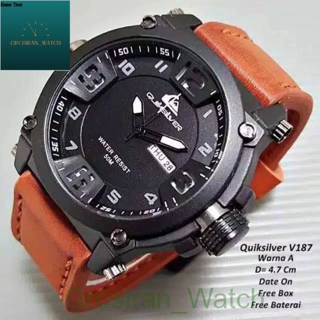 Jam Tangan Pria Sporty Quicksilver Ocean Day Date Kulit [G_W]