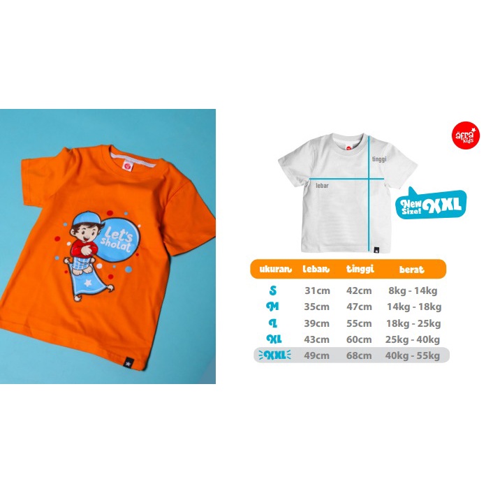 Kaos Couple Afrakids Let's Sholat AF307 (Boy) &amp; AF308 (Girl) Size S, M, L, XL &amp; XXL