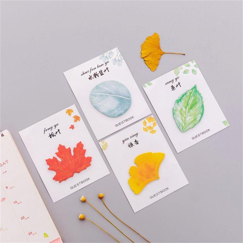 Agustina Ginkgo biloba Sticky Note 30lembar Ins Style N Times Sticky Planner Stiker Tangan Dekorasi Akun Tulisan Bantalan Imitasi Daun Pesan Note