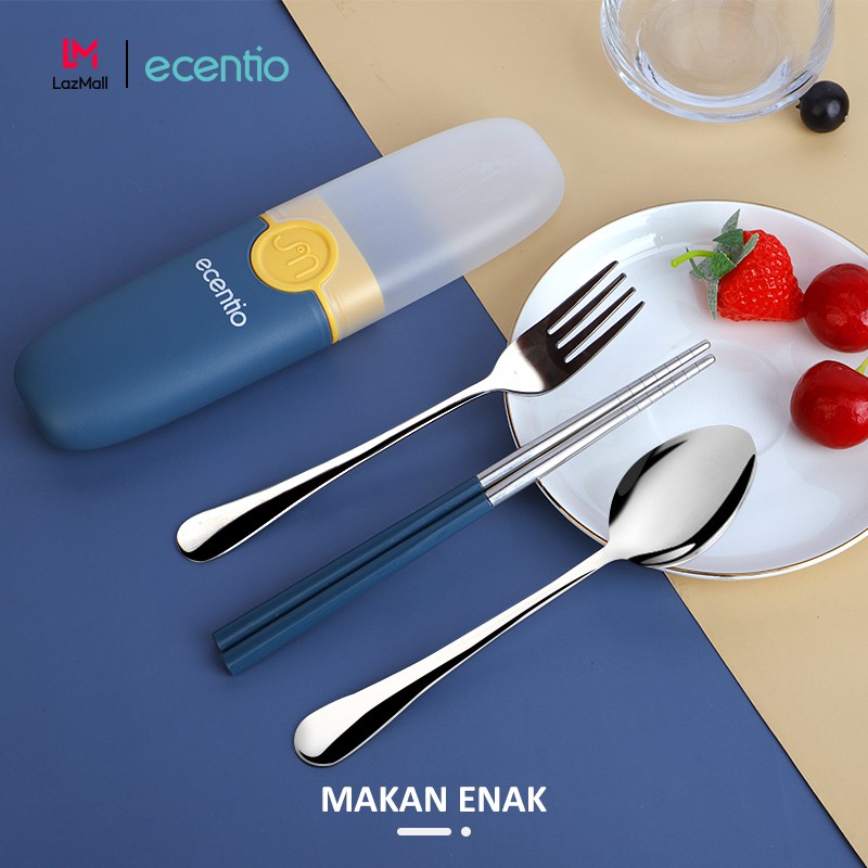 ecentio &amp; FOODI 3pcs set alat makan garpu Sendok sendok garpu set stainless