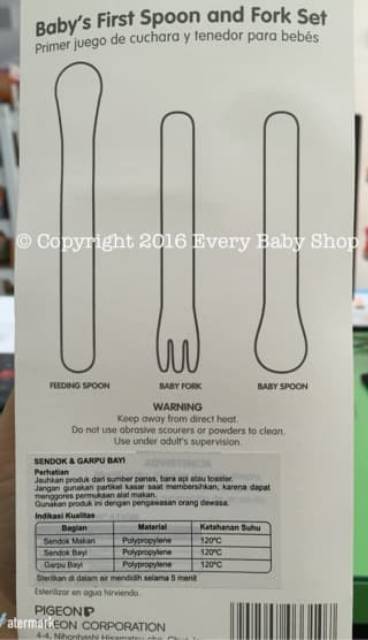 Pigeon Baby First Spoon and Fork Set / Sendok Garpu Makan Bayi