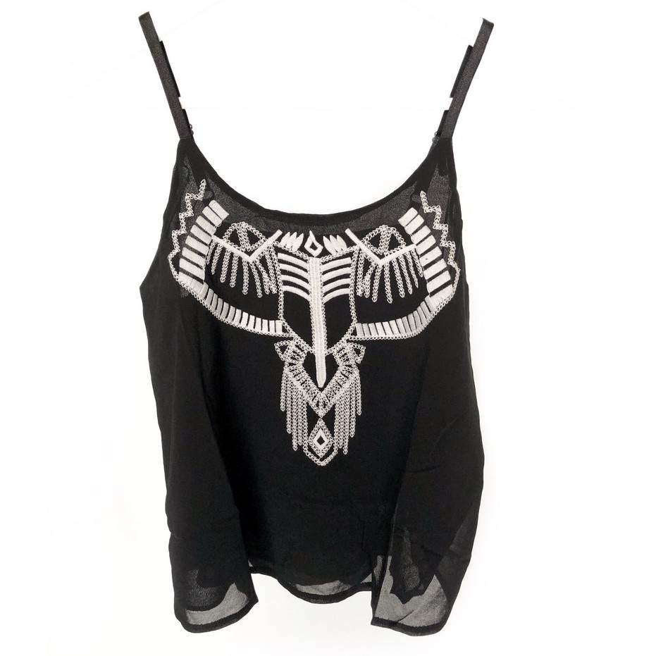 Tanktop Hitam Import Bangkok Motif Bordir Import Bkk