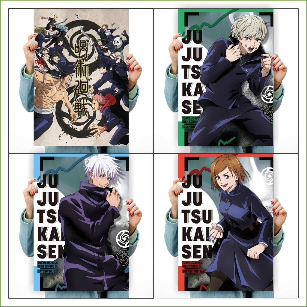 Poster Anime Terlengkap A3 - Jujutsu Kaisen - Itadori Gojo Fushiguro Inumaki Kugisaki Kalender 2023