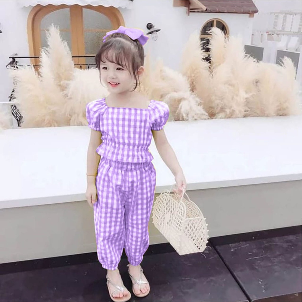 Baju Anak Perempuan Setelan Anak Perempuan Fashion GirlSet Crop Tee and Set Jeans Anak Korean Style 
