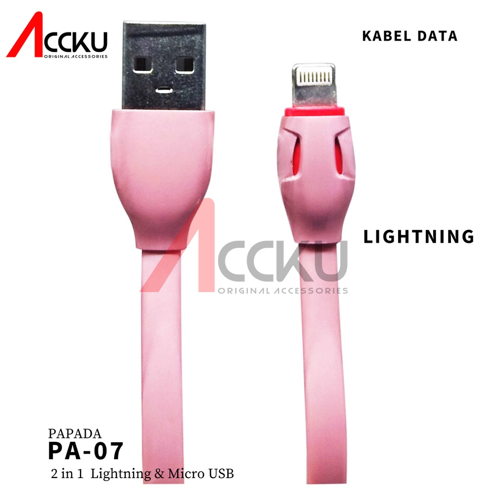 Kabel data 2in1 lightning &amp; Micro Usb kabel charger micro usb kabel lightning usb PAPADA PA-07