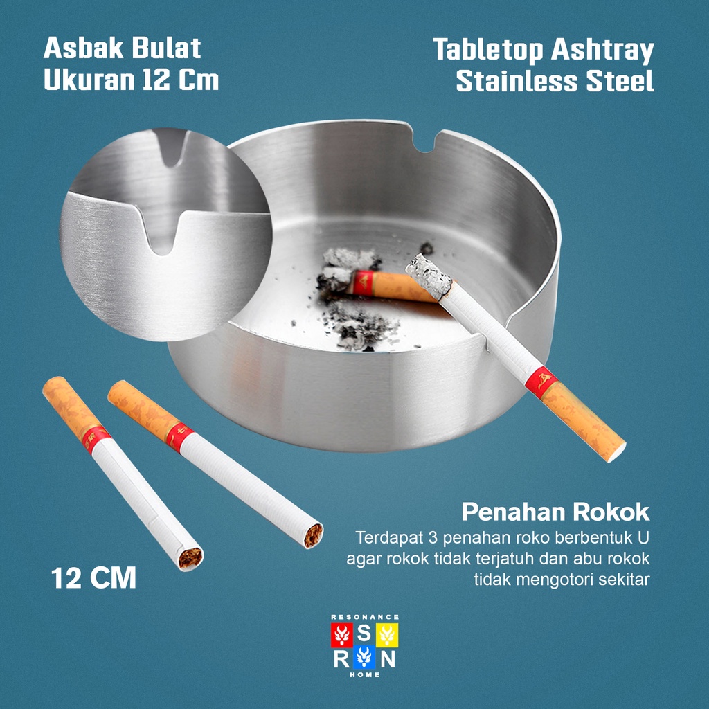 Asbak Ashtray Bulat 12cm Stainless / Round Tabletop Ashtray Resonance Home