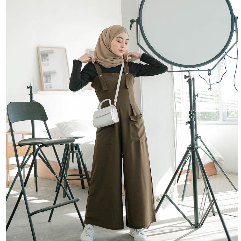 [ Cod ] Borju Overall Basic Polos Fashion Remaja Wanita Muslim Termurah