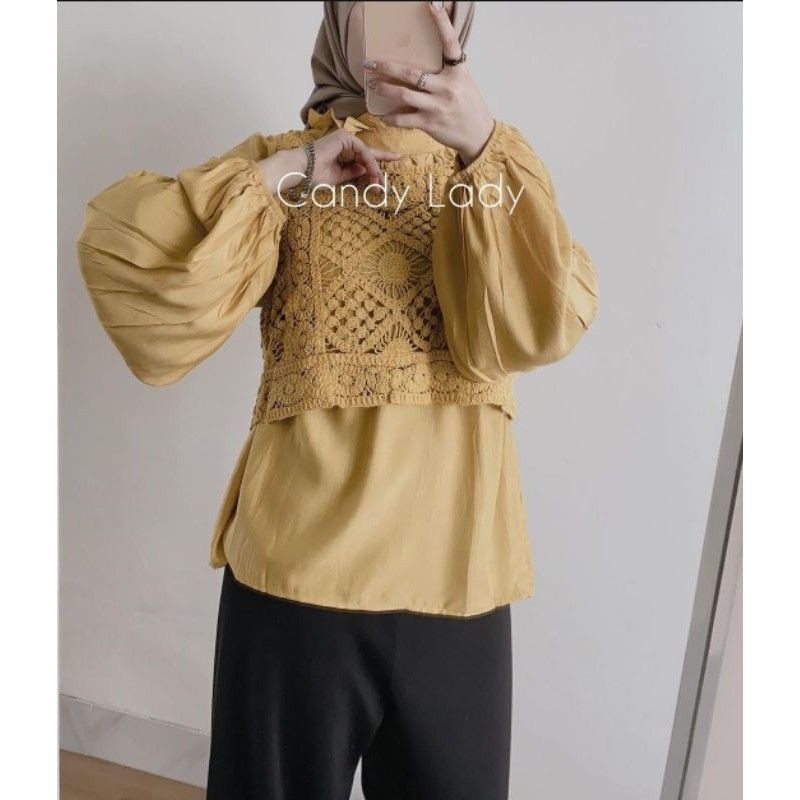 ready gebila import blouse 2in1 ori by candy lady