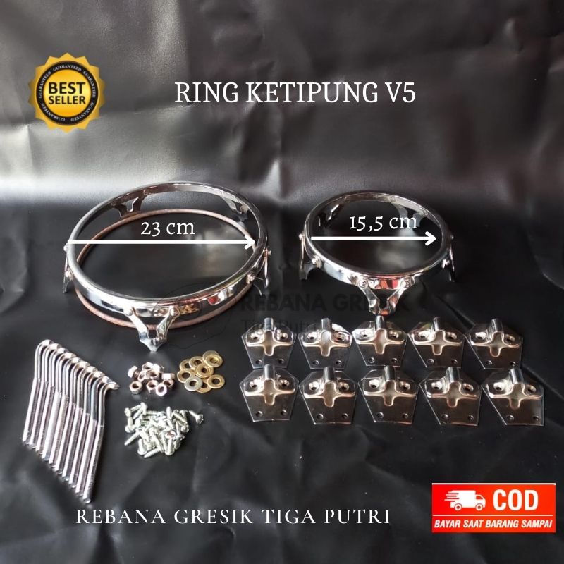 Ring ketipung ring kendang ukuran 21 22 krom V5 ring lebih tebel baut uk 12