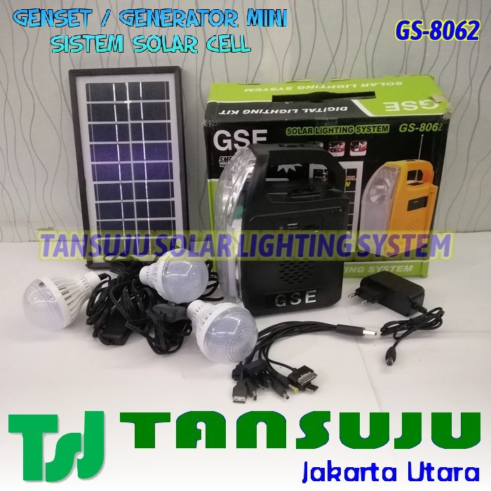Mini Genset Generator Solar Cell Lighting System GSE GS-8062