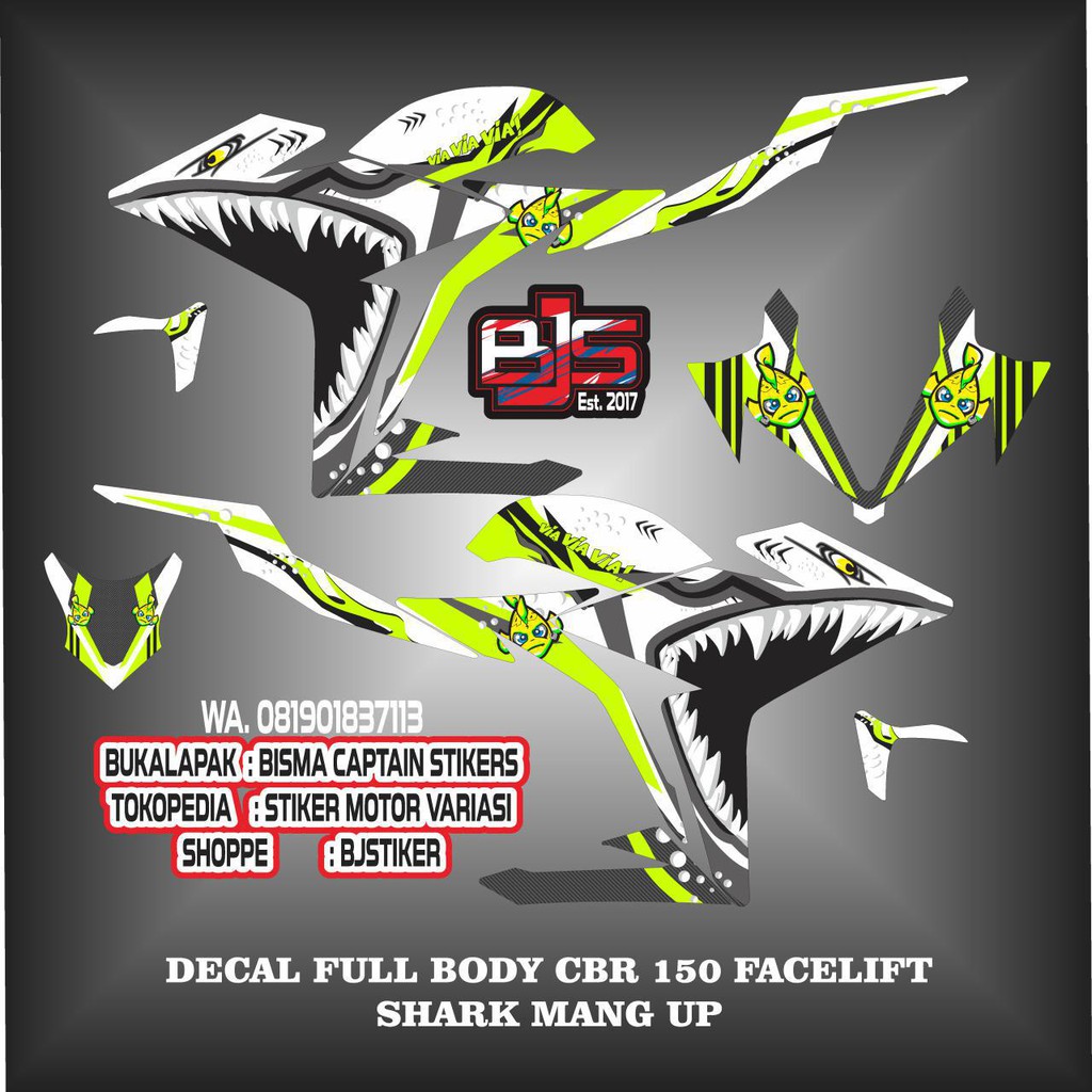 Stiker Striping Decal Full Body Cbr 150 Facelift Shark Mang Up