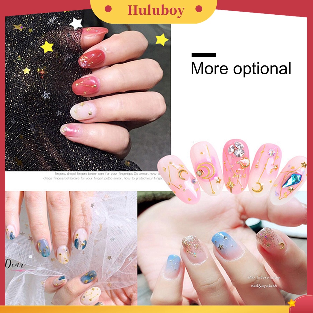 Huluboy Huluboy♡ Stiker Kuku Motif Bintangbulan Bahan Tembaga Untuk Nail Art