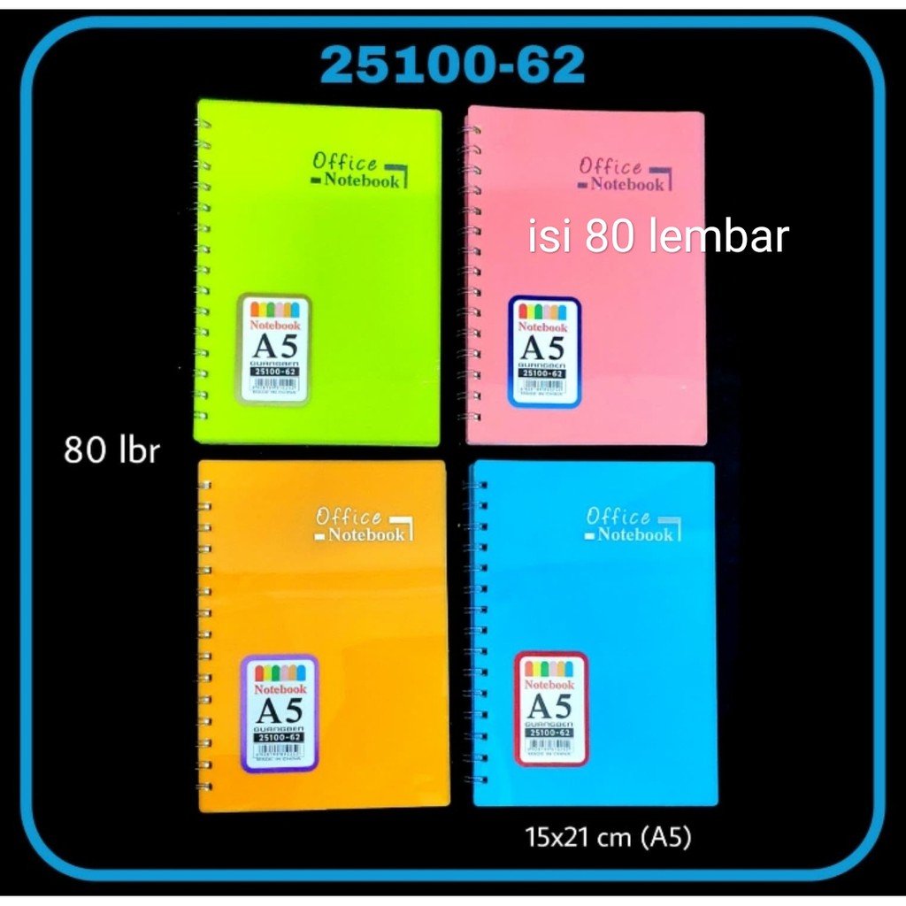 

buku notes ring warna fluorecent 80 lembar ahin a5 kode 25100-62
