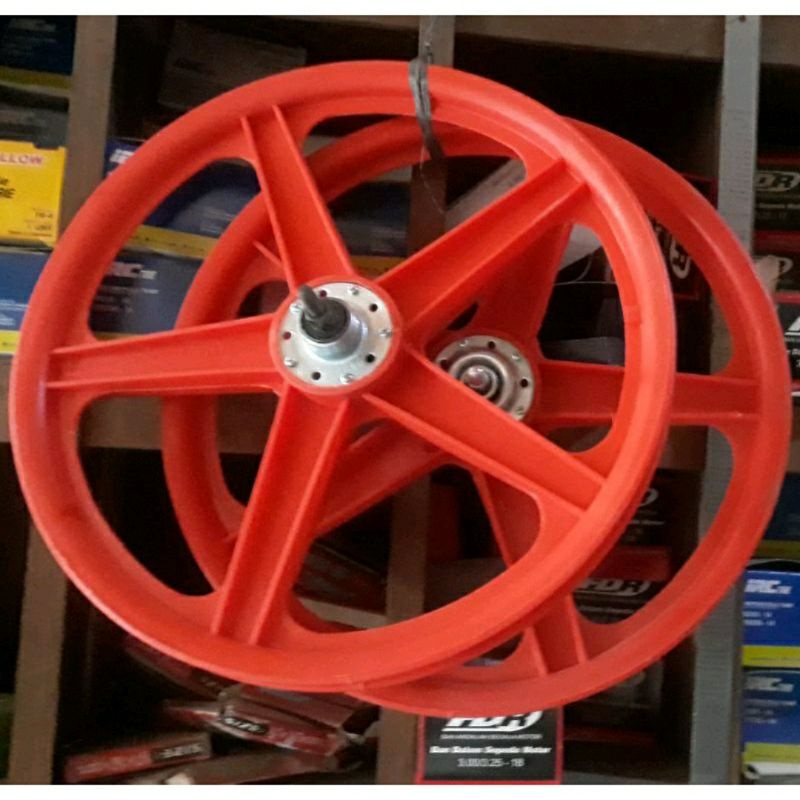 Sepasang depan belakang Velg plastik 20" CW racing bintang pelek untuk sepeda anak