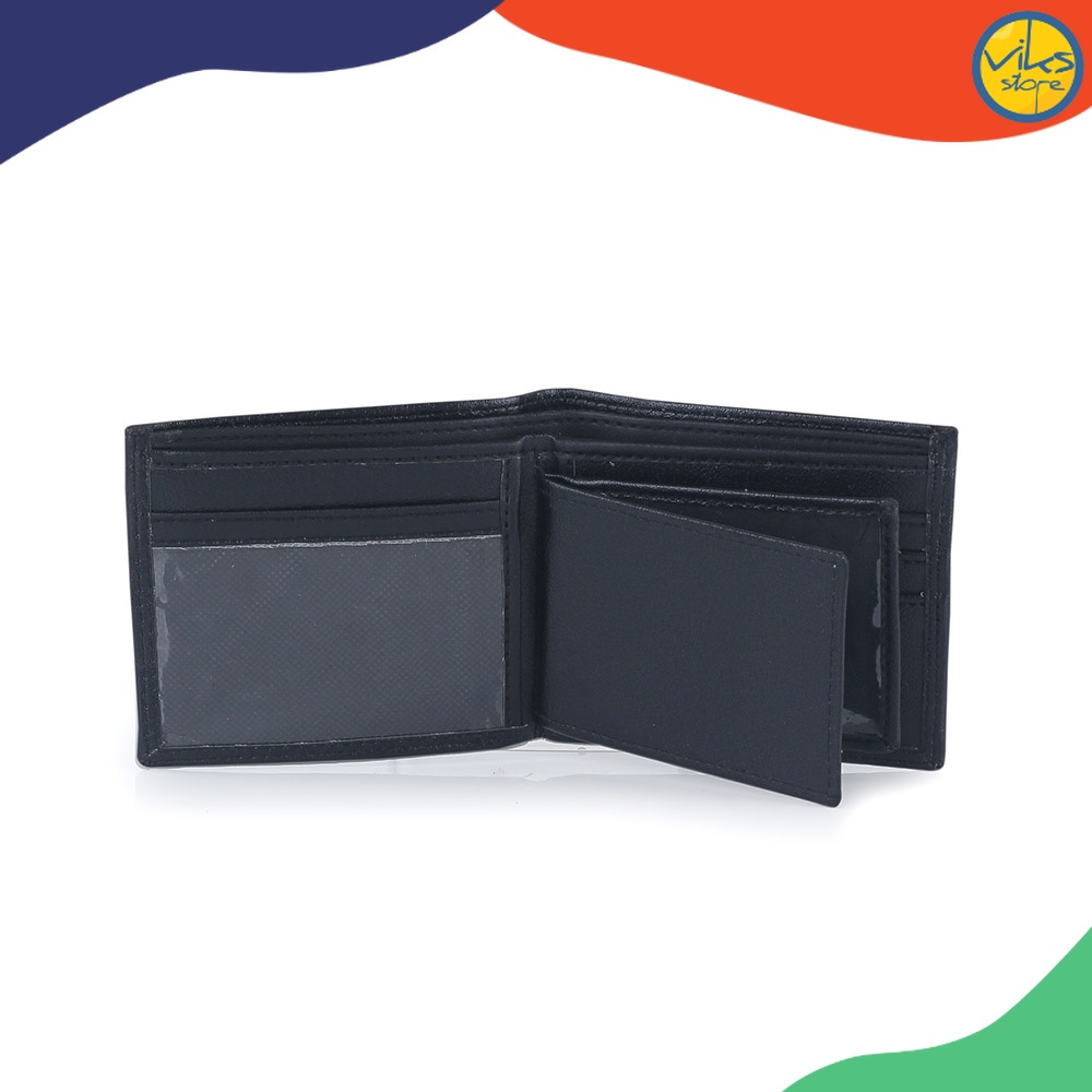 Dompet Cowok Pria Bahan Kulit Sintesis Wallet Polos Hitam Coklat