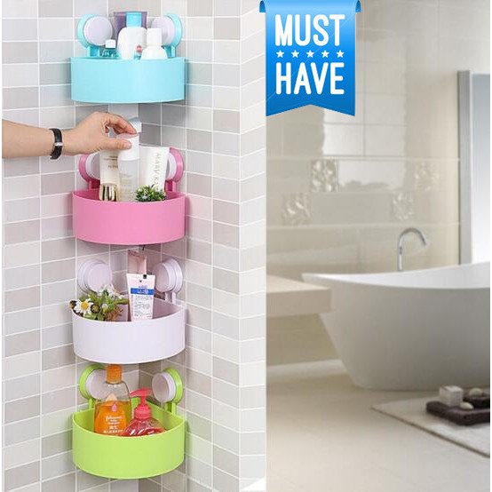 Rak Sudut Serbaguna Dinding Keramik Kamar Mandi Dapur (Pasangnya tanpa paku, tanpa bor keramik)