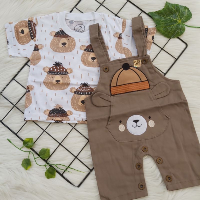 Baju setelan Kaos baju baby kodok Gambar beruang kacamata lucu fashion bayi