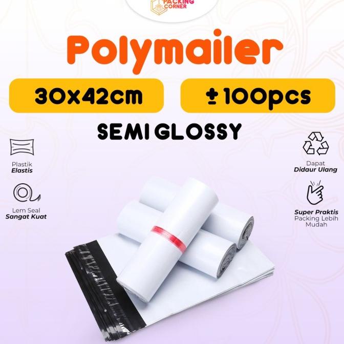 

Plastik Polymailer Bag 30x42 Kantong Amplop Packing Seal Isi 100 pcs