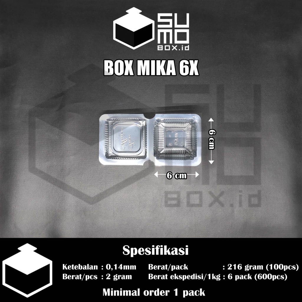 Plastik mika kue ukuran 6x isi 100pcs / mika kotak makanan / box mika kue bolu dan makanan