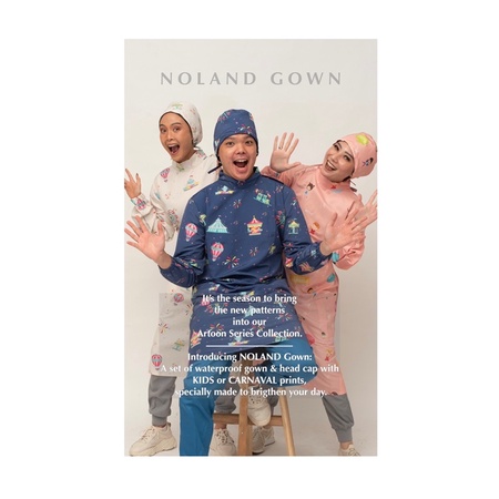 Wearscrubs NOLAND Gown Set with Head Cap WATERPROOF - Gaun Medis Dokter Anak Gigi Perawat Men Women